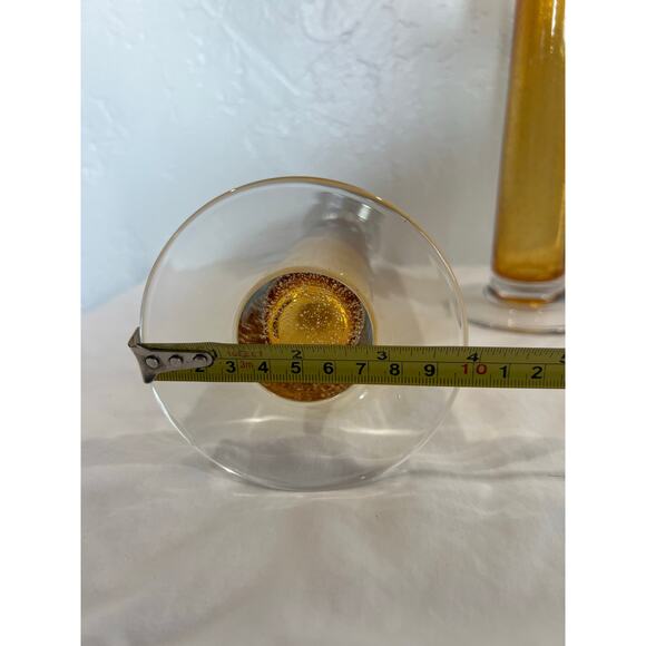 Vintage Amber Art Glass Candlesticks – Tall Bubble Glass Pair- Mid Century Style - Picture 9 of 9